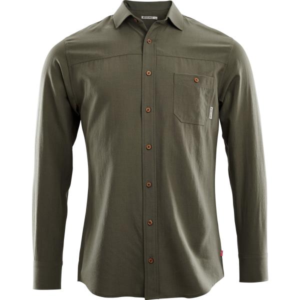 Green button-up shirt on a white background