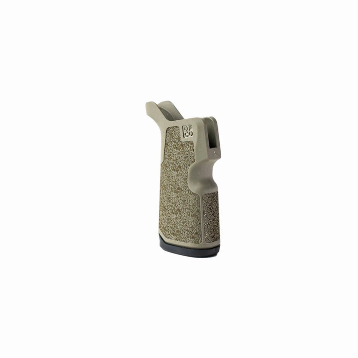 Textured gun grip on a white background