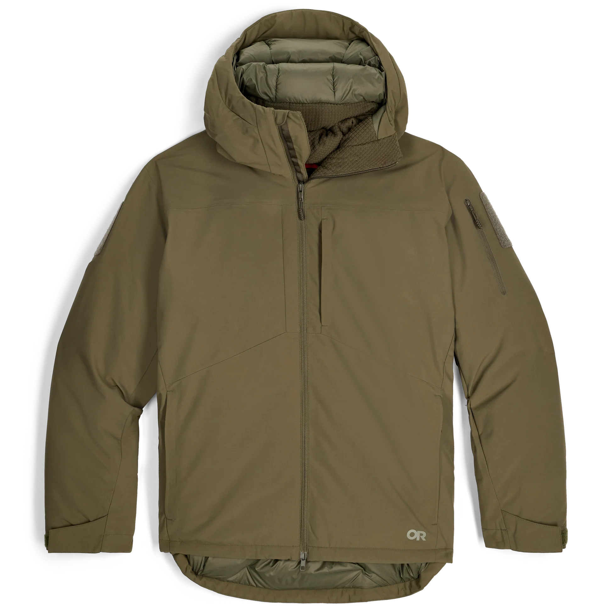 green jacket with a hood on a white background