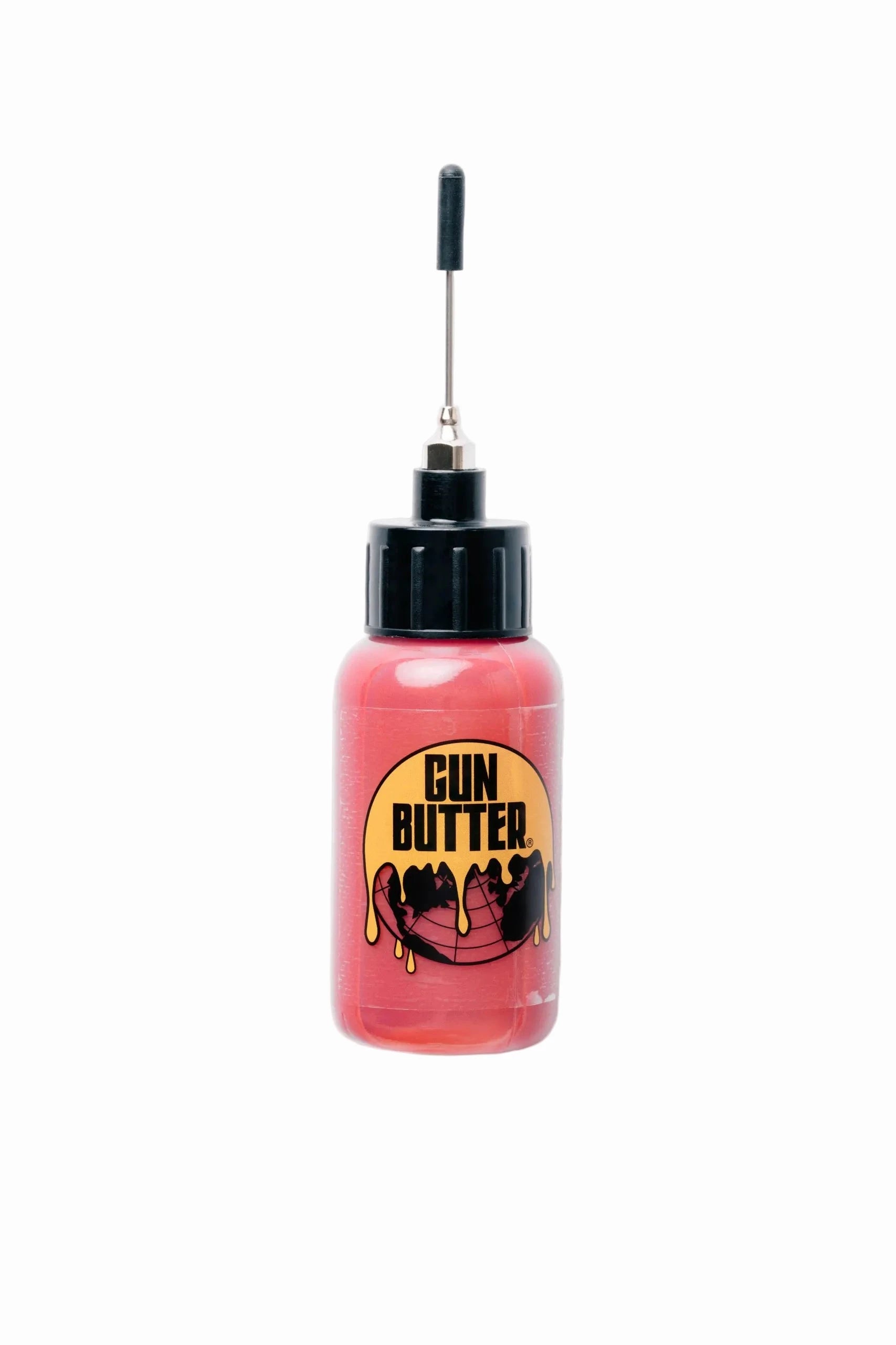 Bottle of Gun Butter on a white background