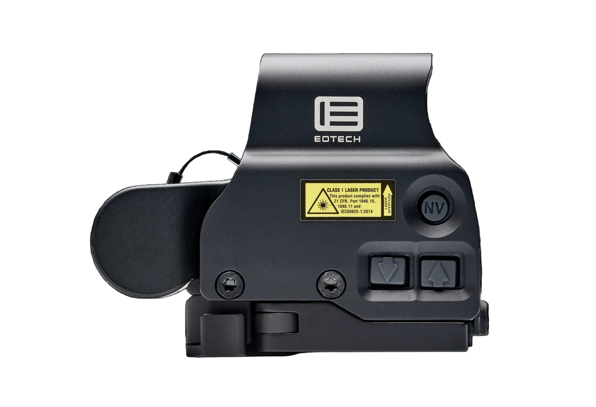 Black Eotech gun sight with visible branding on a white background
