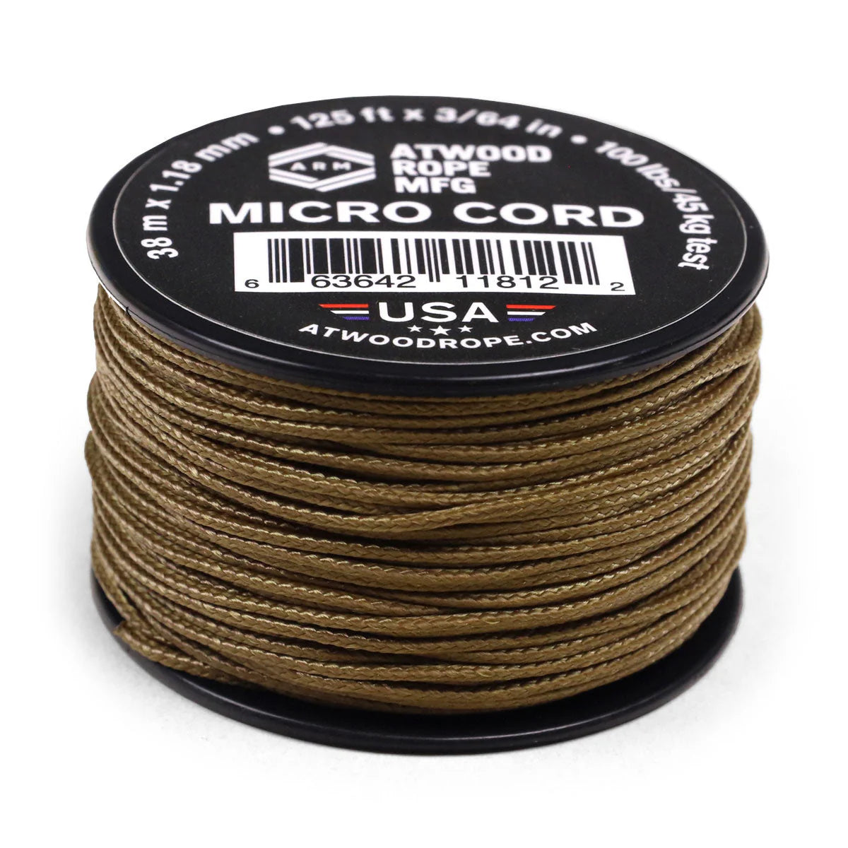Spool of Atwood Rope Micro Cord on a white background