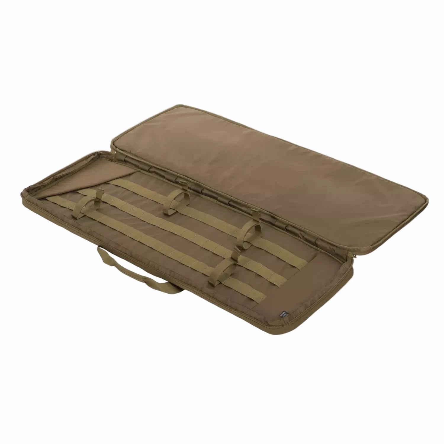 Brown tactical rifle case on a white background