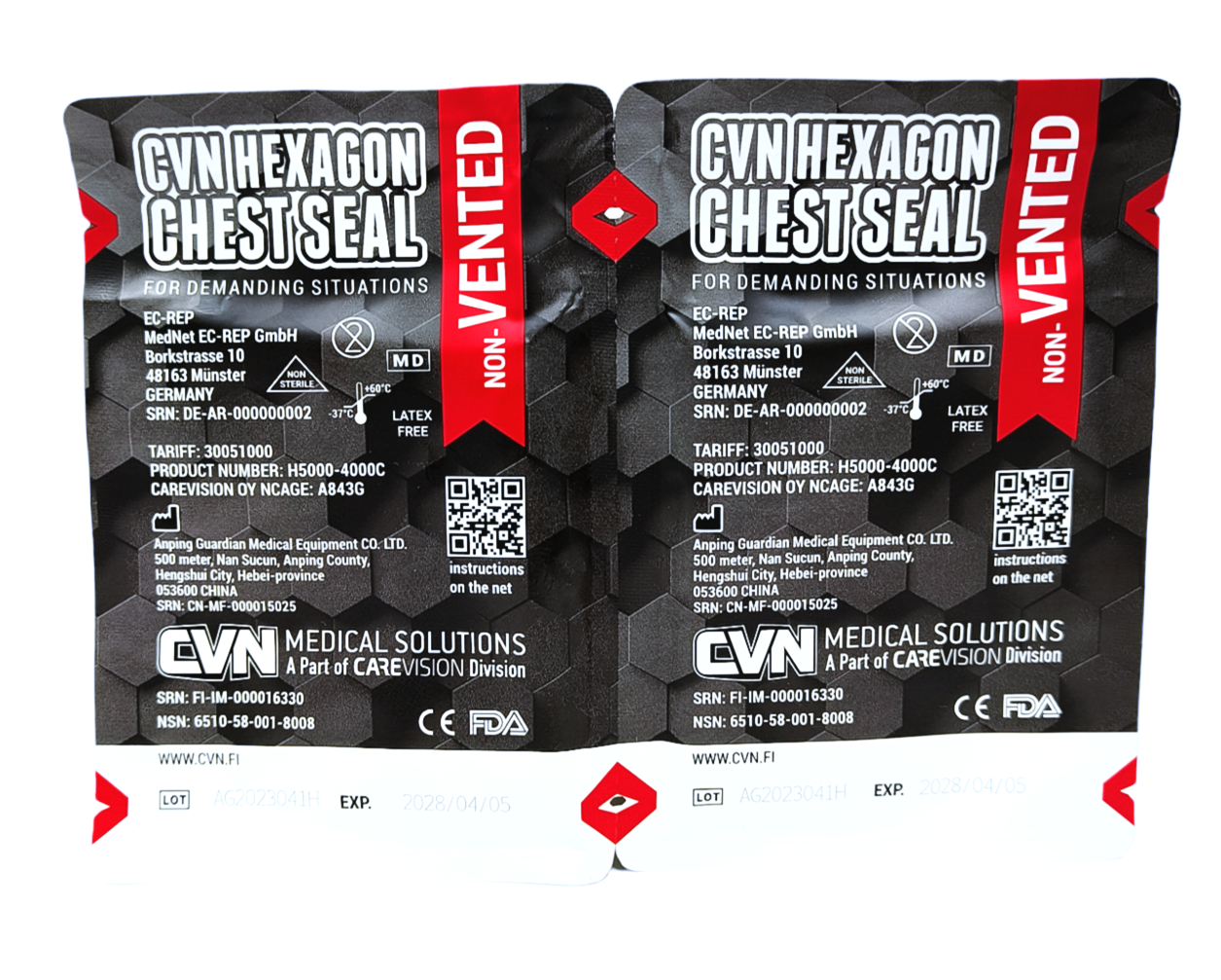 CVN Hexagon Chest Seal Twin-Pack, Non-Vented - Geardom