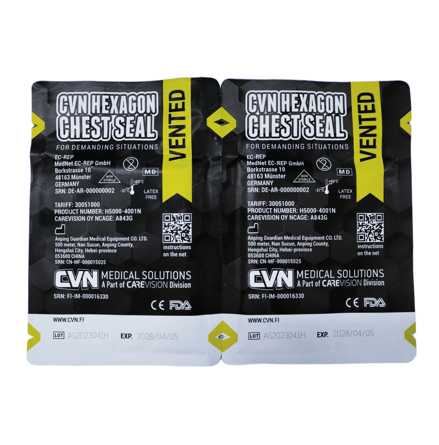 CVN Hexagon Chest Seal Twin-Pack, Vented