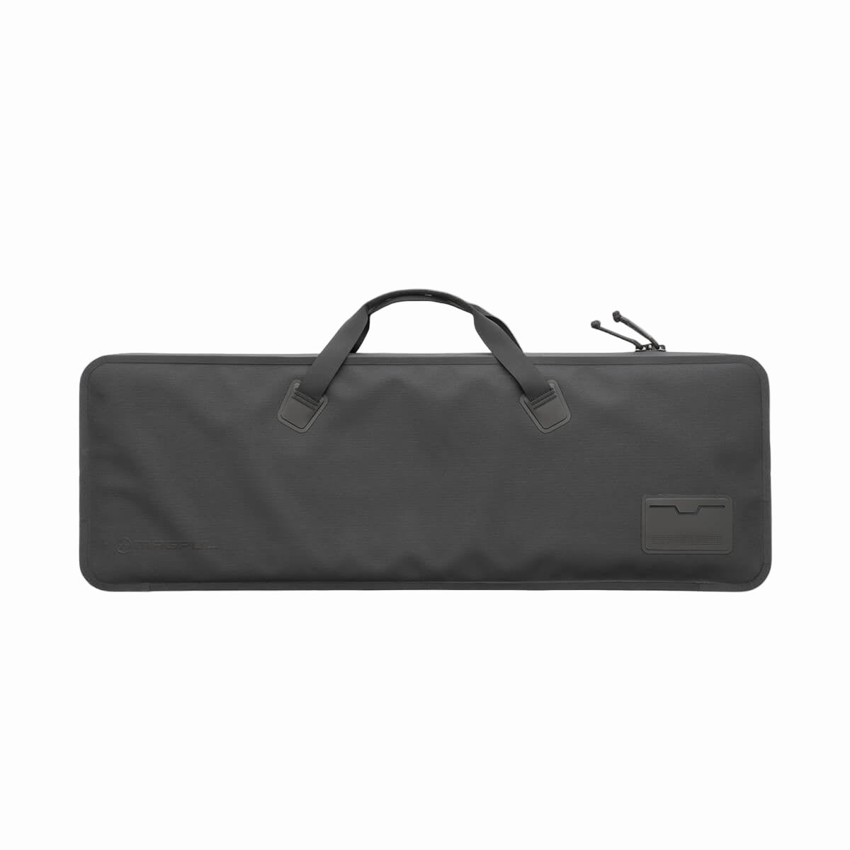 Black gun case with a visible brand logo on a white background