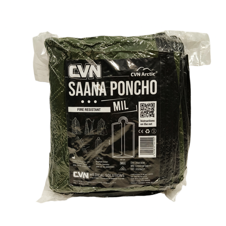 CVN Saana Poncho packaging on a white background